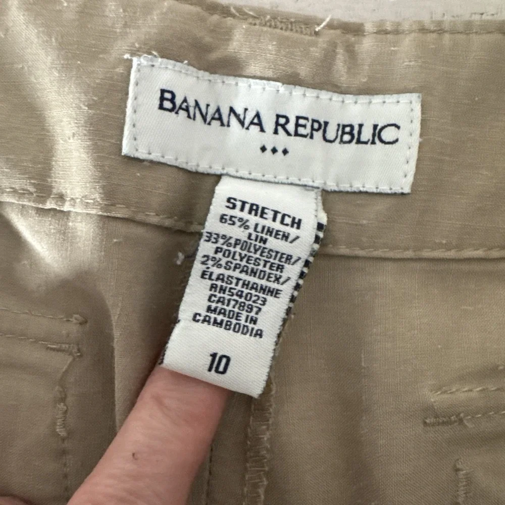 Banana Republic Linen Cargo Pants Womens 10 Tan‎ Convertible Hiking Beachy Comfy